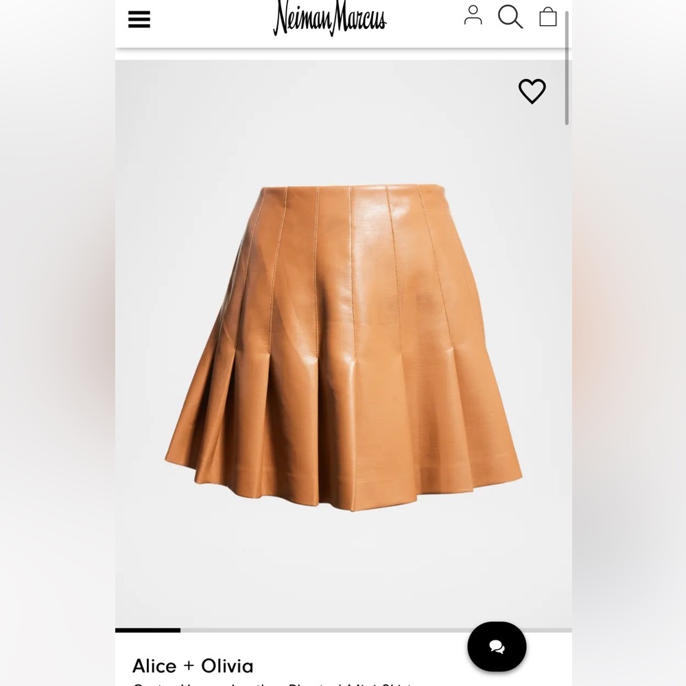 Alice + Olivia Camel Leather A-Line Skirt